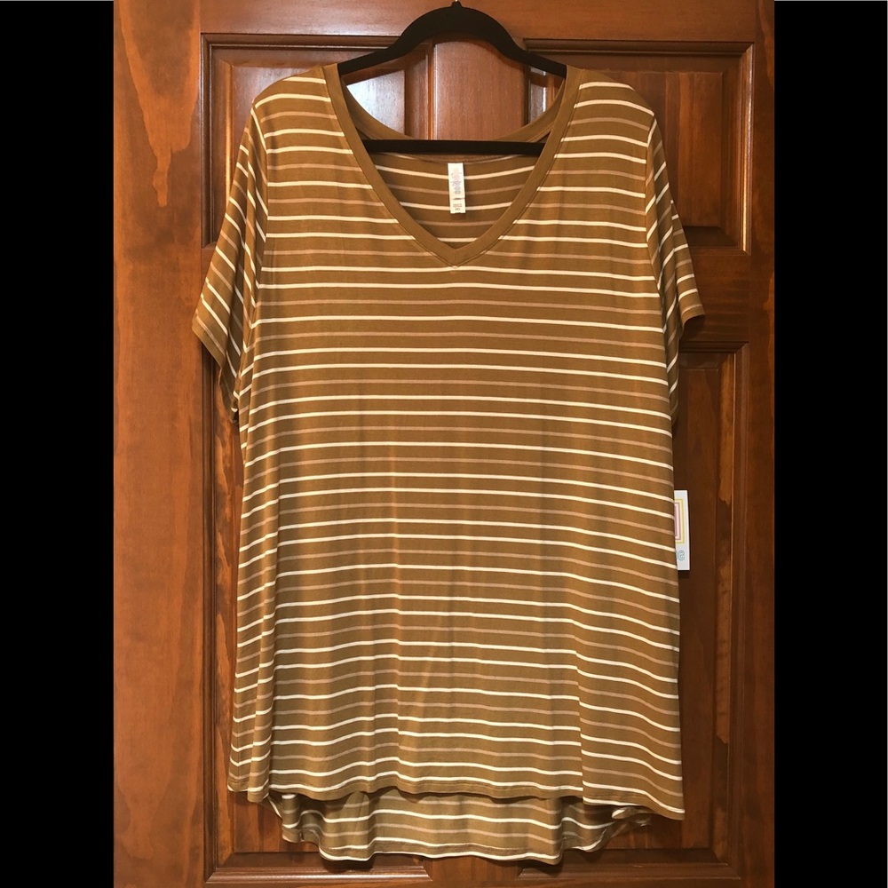 NWT LuLaRoe Christy Tee V-neck - brown stripe